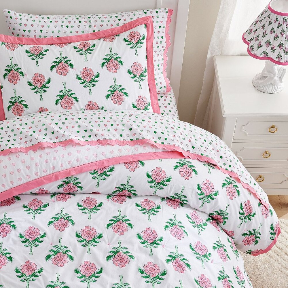 Pottery Barn x Roller Rabbit Rose Voile Quilt Rosebud Floral Print Twin / XL NWT